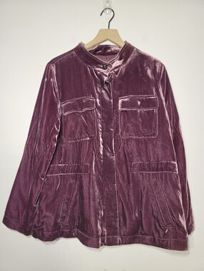 Velvet Muave Utility Jacket Dark Academia Grunge Whimsigoth Sz L Witchy Preppy